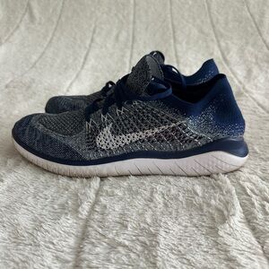 Nike Free RN Flyknit Shoes Mens 11 Blue/White